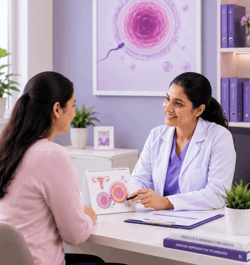 A fertility specialist in a counselling session with a patient